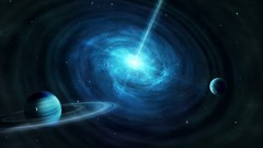 Stars Black hole rings planets outer space