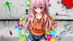 Stars blood Anime Hearts Shorts red eyes tank tops multicolor 