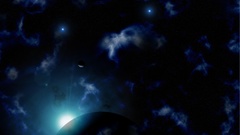 Stars blue planets outer space