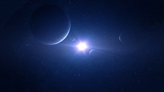 Stars blue planets outer space