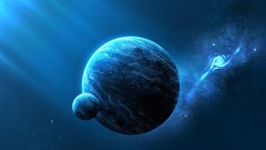 Stars blue planets outer space