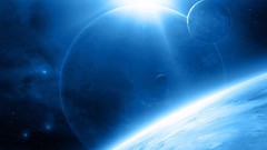 Stars blue planets outer space artwork qauz