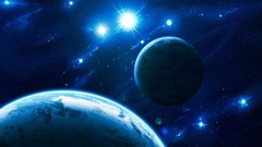 Stars blue rings planets outer space