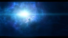 Stars blue rings planets sunlight outer space