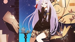 Stars Books hats long hair anime girls school uniforms touhou 