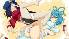 Stars cap Anime Cameras anime girls lingerie touhou purple hair 