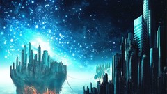 Stars Castles outer space floating islands