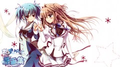 Stars cats dress bows blush blue hair long hair anime girls 