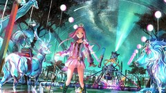 Stars cats lights Books dress Lions multicolor anime girls fuji 