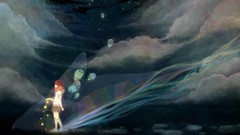 Stars clouds abstract Balloons skirts anime girls redheads 
