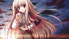 Stars clouds Anime dress blush long hair anime girls brown eyes 