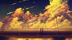 Stars clouds Bridges artwork scenic