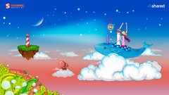 Stars clouds moon abstract lighthouses isle