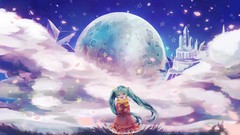 Stars clouds moon gloves scarfs crying hatsune miku vocaloid 
