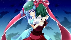 Stars clouds moon tears dress hats blush blue hair anime girls 