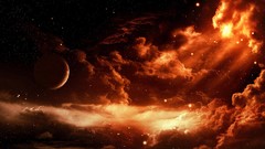 Stars clouds planets outer space