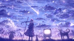 Stars clouds sky Anime staff anime girls scenic Bou