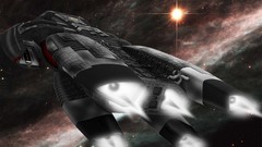 Stars clouds spaceships science fiction outer space battlestar 