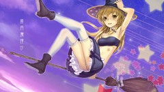 Stars clouds text hats flying blondes tattoos skirts long hair 