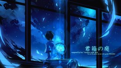 Stars clouds windows Anime font anime girls outer space anime 