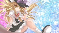Stars dress braids yellow eyes touhou kirisame marisa hair bow 