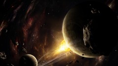 Stars explosions Asteroids planets outer space