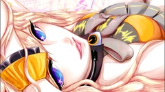 Stars faces bows blondes skirts long hair blue eyes vocaloid 