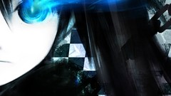 Stars faces chains long hair anime girls blue eyes black rock 