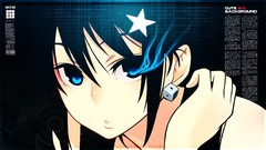 Stars faces earrings anime girls blue eyes black rock shooter 