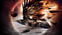 Stars feathers Eagles planets outer space Photo manipulation