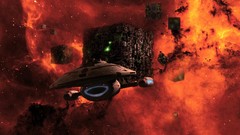 Stars fire cubes explosions destruction Star Trek flames 