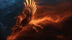 Stars fire griffin fantasy art