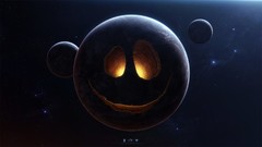 Stars funny planets smiling outer space artwork