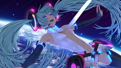 Stars headphones tie Earth navel stockings long hair anime 