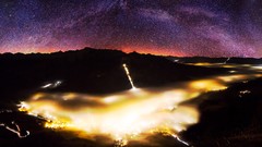 Stars hills lights germany Milky Way silhouettes cityscapes