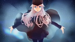 Stars light dress hats pink hair long hair anime girls blue 