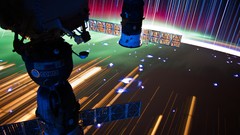 Stars lights Earth outer space International Space Station