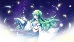 Stars long hair shin kochiya sanae green hair touhou