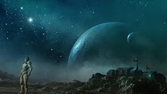 Stars Machines Robots planets science fiction outer space moons