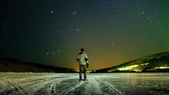 Stars Men ice night sky frozen lake fantasy art