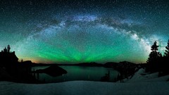 Stars Milky Way lakes night sky aurora borealis John H. Moore
