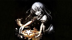 Stars monochrome drawings long hair anime girls touhou kirisame 