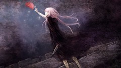 Stars moon Anime dress Knives pink hair long hair barefoot pink 