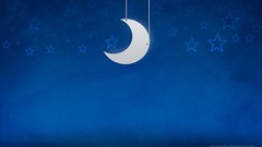Stars moon blue background minimalistic