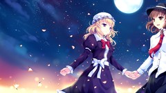 Stars moon brown eyes touhou usami renko purple eyes Maribel Han