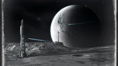 Stars moon Earth outer space