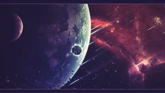 Stars moon Earth planets skies galaxies outer space