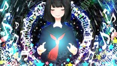 Stars Music anime girls short hair seifuku black hair original 