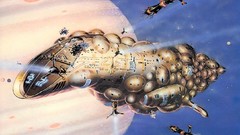 Stars paintings planets spaceships science fiction outer space 