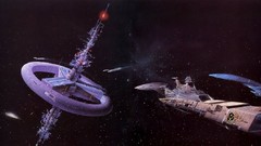 Stars paintings space station spaceships science fiction outer 